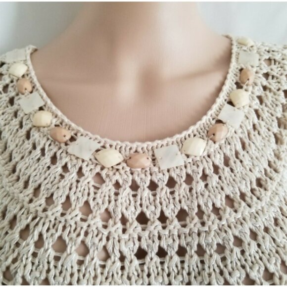 Ruby Rd. Women's Crochet Knit Fringe Tassel Hem Swim Cover-Up Top Size Medium - Picture 5 of 8